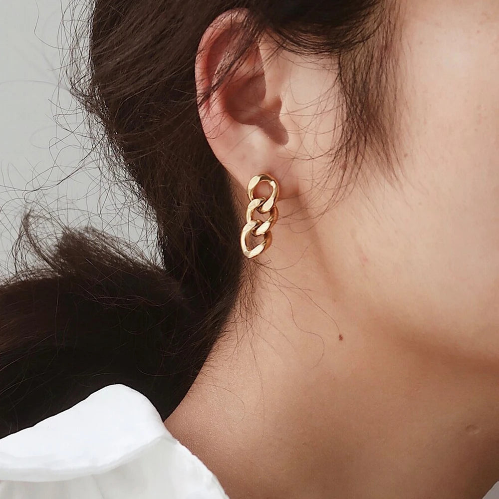 Gold Link Chain Earrings