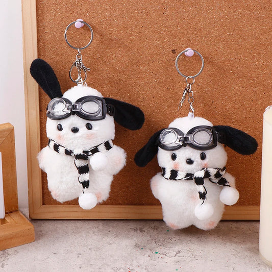 Pochacco in goggles and Scarf Plush Toy Keyring