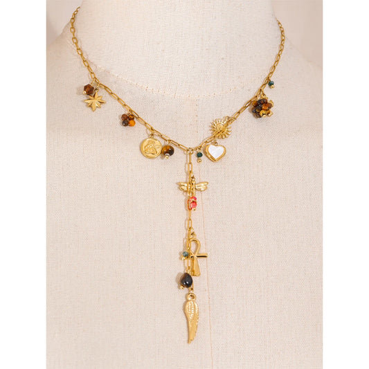 Multi Charm Lariat Necklace