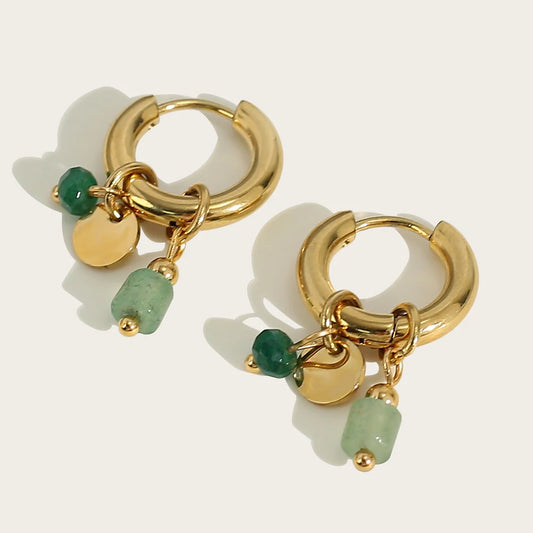 Green Charm Hoop Earrings