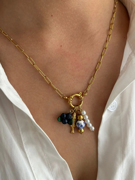 Blueberry Multi Charm Necklace