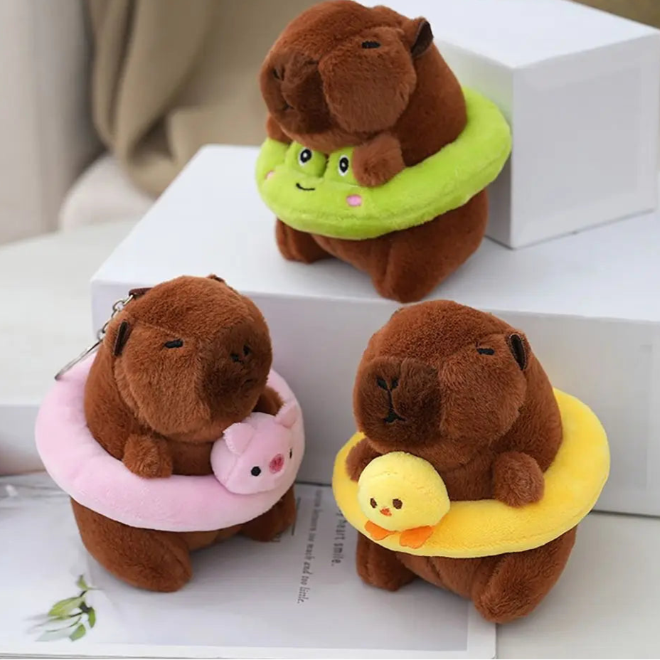 Capybara with Swimming Ring Plush Keyring